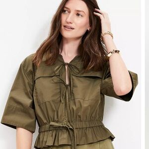 Loft Poplin Safari Peplum Top